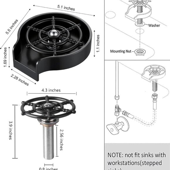Automatic cup washer for kitchen sink faucet glass washer cleaner(1 Set) - Picture 4 of 10